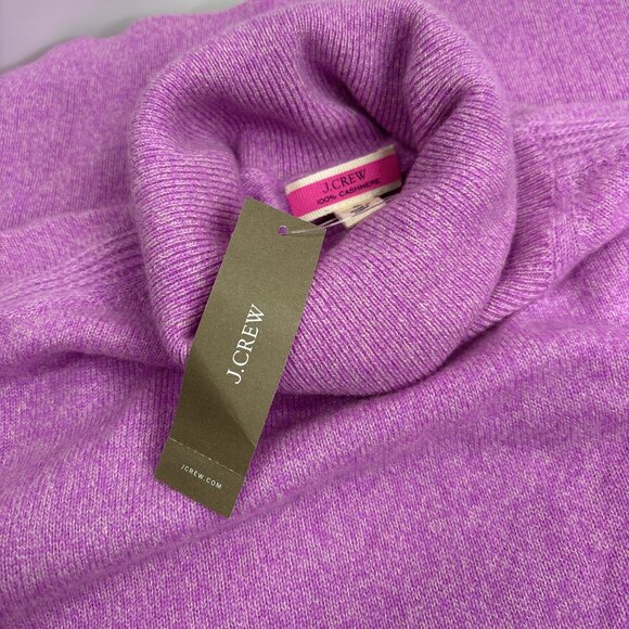 J. Crew 100% Cashmere Marled Fold Over Turtleneck Sweater Size Small Purple NWT - Picture 8 of 12